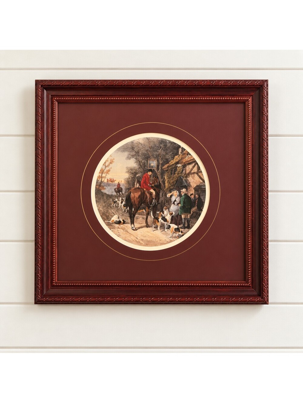 Vintage English Fox Hunt Framed Print Huntsman Hounds Equestrian Country Decor